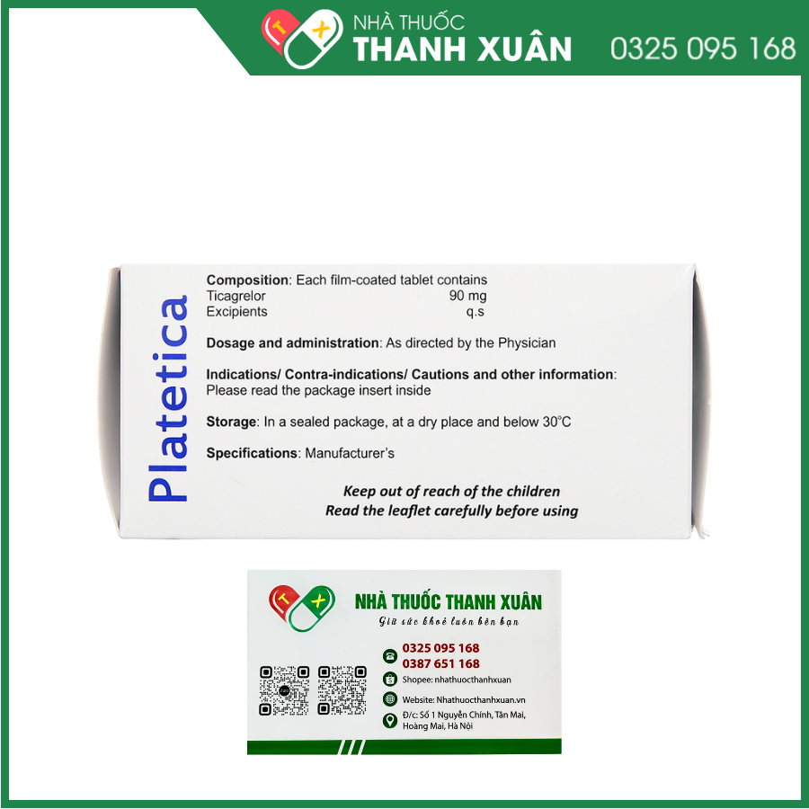 Platetica 90mg dự phòng biến cố huyết khối do xơ vữa